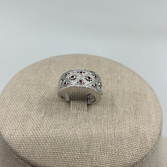 💍 Vintage 925 Silver Filigree Ring - Ruby/Garnet, Size 5, Korea - Picture 10 of 15
